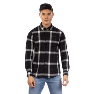 Peter Werth Mens Haslam Plaid Long-Sleeved Shirt / Black/Gray